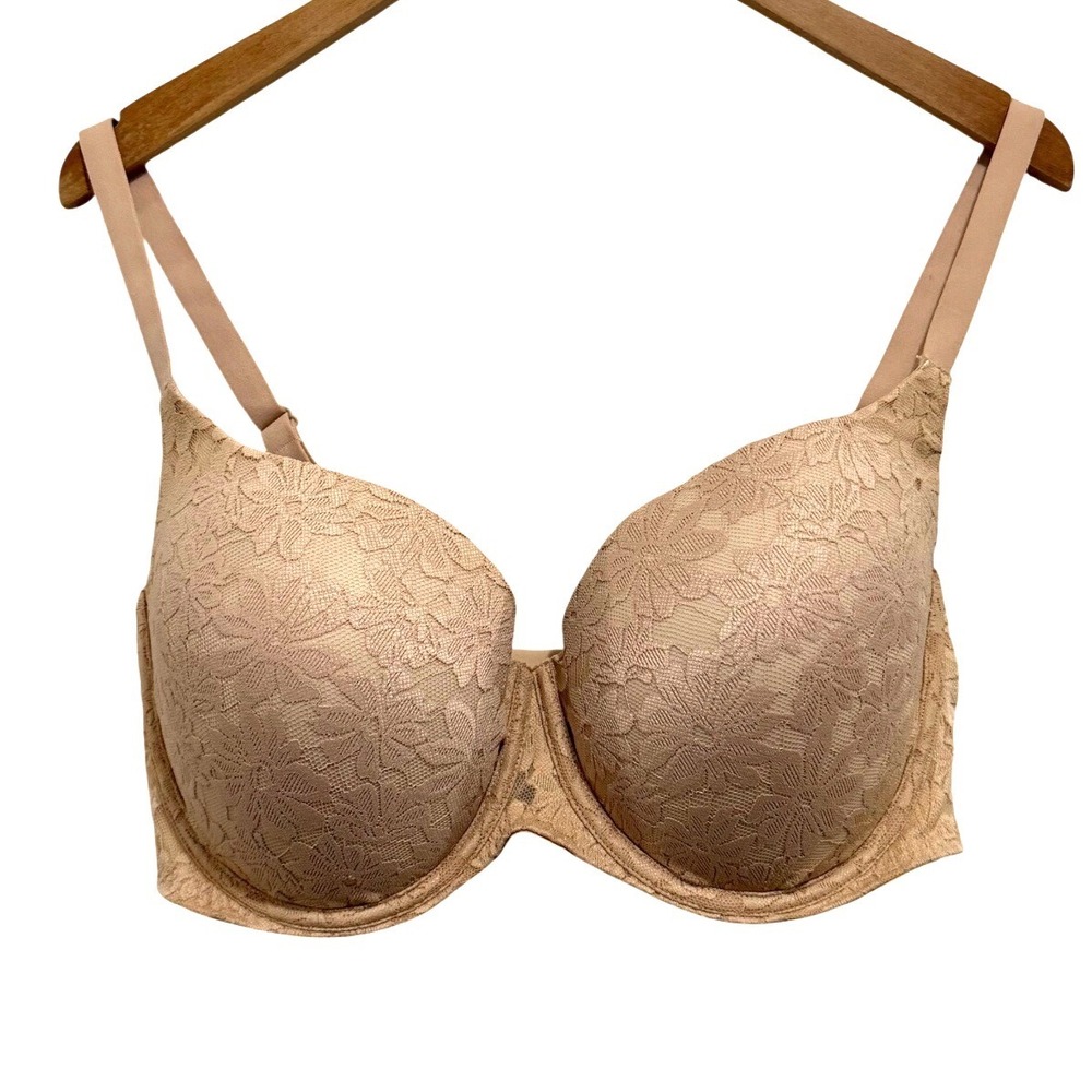 No Boundaries Womens 40DD Nude Floral Lace Underwire Padded T-Shirt‎ Bra 40072